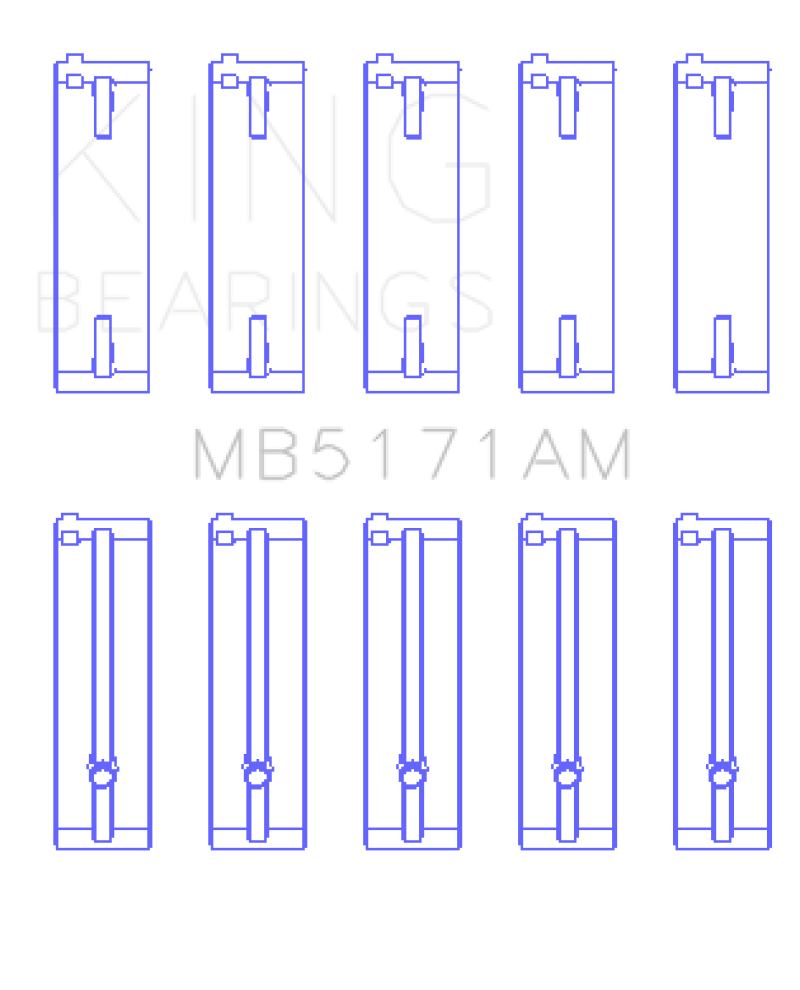 King Engine Bearings King Mazda FS-DE L4/FP L4/FS L4  DOHC 16 Valve  (Size +1.0) Main Bearing Set MB5171AM1.0 MB5171AM1.0 Photo - Primary
