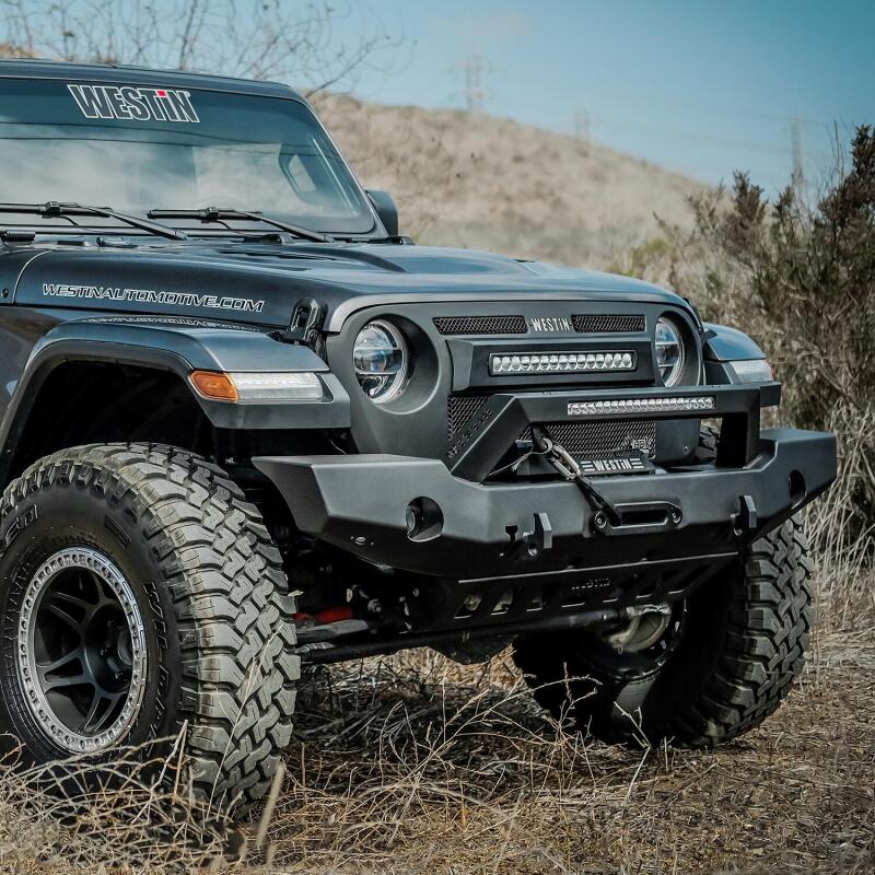 Westin WJ2 Full Width Front Bumper w/LED Light Bar Mount 59-80125 Photo - Mounted