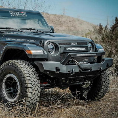 Westin WJ2 Full Width Front Bumper w/LED Light Bar Mount 59-80125 Photo - Mounted