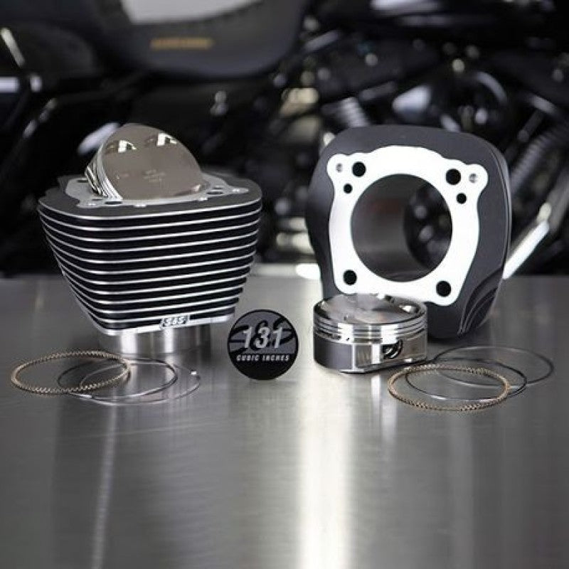 S&S Cycle 2017+ M8 Models 4.250in Bore 4-5/8in Stroke Cylinder Kit - Wrinkle Black w/ Highlight 910-0762 910-0762 Photo - Primary