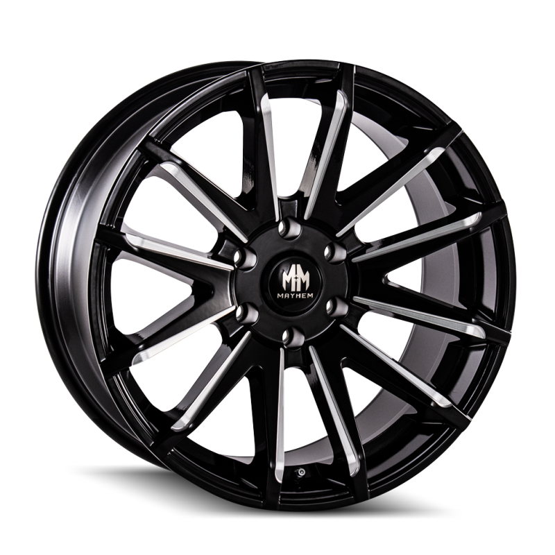 Mayhem 8109 Crossfire 22x9.5 / 5x150 BP / 25mm Offset / 110mm Hub Black w/ Milled Spokes Wheel 8109-22950BM25 8109-22950BM25 Photo - Primary