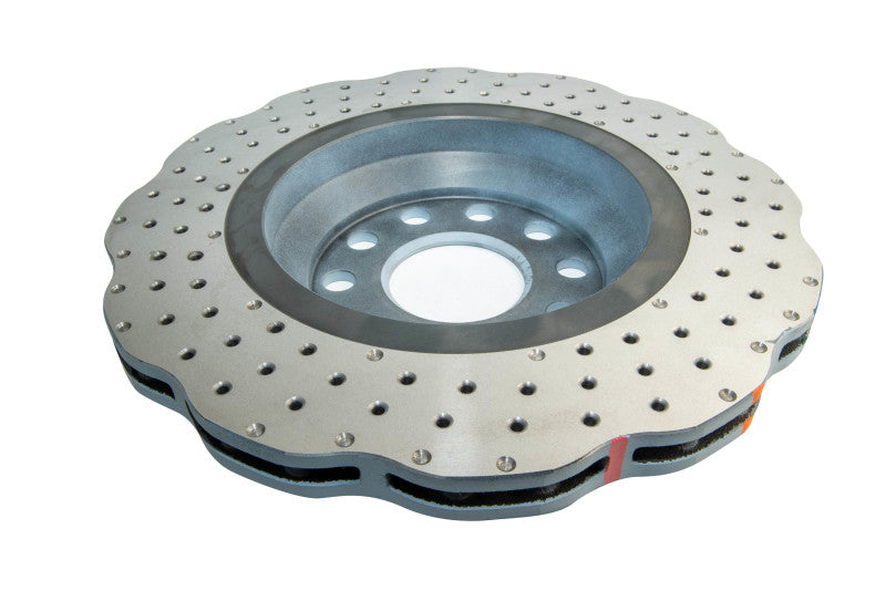 DBA 14-21 Volkswagen GTI (w/Perf Pkg 310mm Rear Disc) Rear 4000 Series Drilled Wavy Rotor w/Slv Hat 42809WSLVXD 42809WSLVXD Photo - out of package