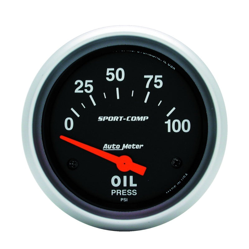 Autometer Gauge, Oil Pressure, 2 5/8", 100Psi, Electric, Sport-Comp 3522 Photo - Primary