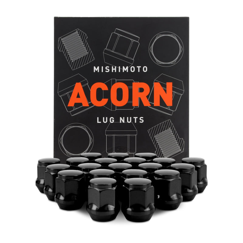 Mishimoto Steel Acorn Lug Nuts M12 x 1.5 - 20pc Set - Black MMLG-AC1215-20BK MMLG-AC1215-20BK Photo - Primary
