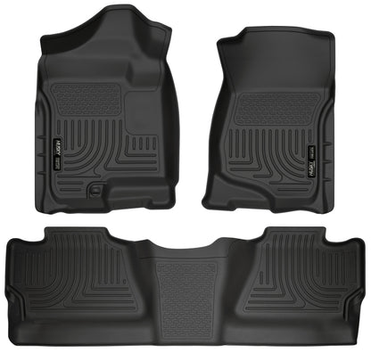 Husky Liners 07-12 Chevy Silverado/GMC Sierra Crew Cab WeatherBeater Combo Black 98201 Photo - Primary