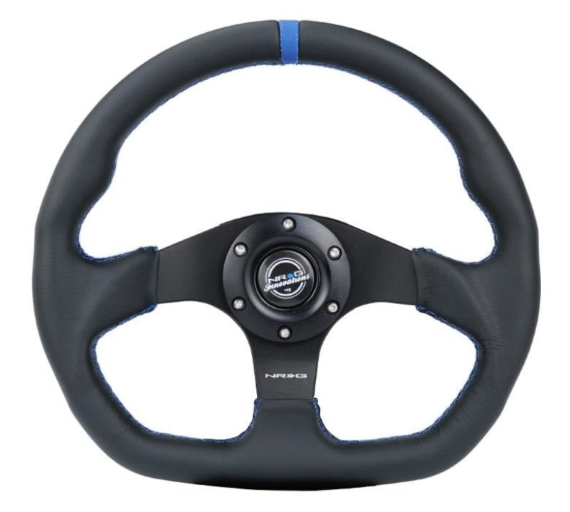 NRG Reinforced Steering Wheel (320mm) Sport Leather Flat Bottom w/ Blue Center/ Blue Stitching RST-024MB-R-BL RST-024MB-R-BL User 1