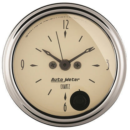 Autometer Gauge, Clock, 2 1/16", 12HR, Analog, Antique Beige 1885 Photo - Primary