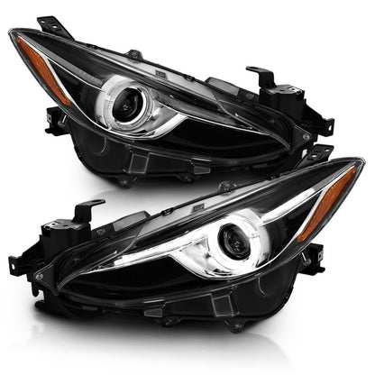Anzo Projector Headlights With Halo Black w/Amber 14-17 Mazda 3 121522 Photo - Unmounted