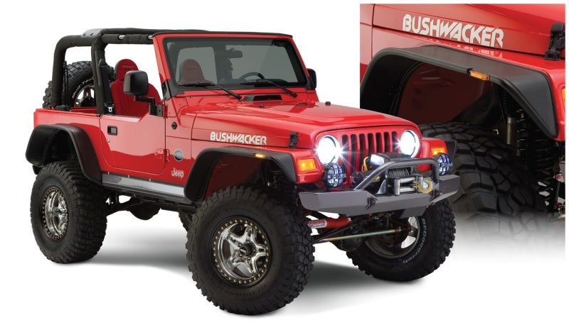 Bushwacker 97-06 Jeep Wrangler Flat Style Flares 4pc - Black 10920-07 10920-07 Photo - Primary
