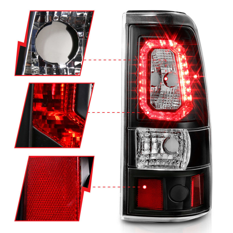 ANZO 2003-2006 Chevy Silverado 1500 LED Taillights Plank Style Black w/Clear Lens 311327 311327 Photo - Unmounted