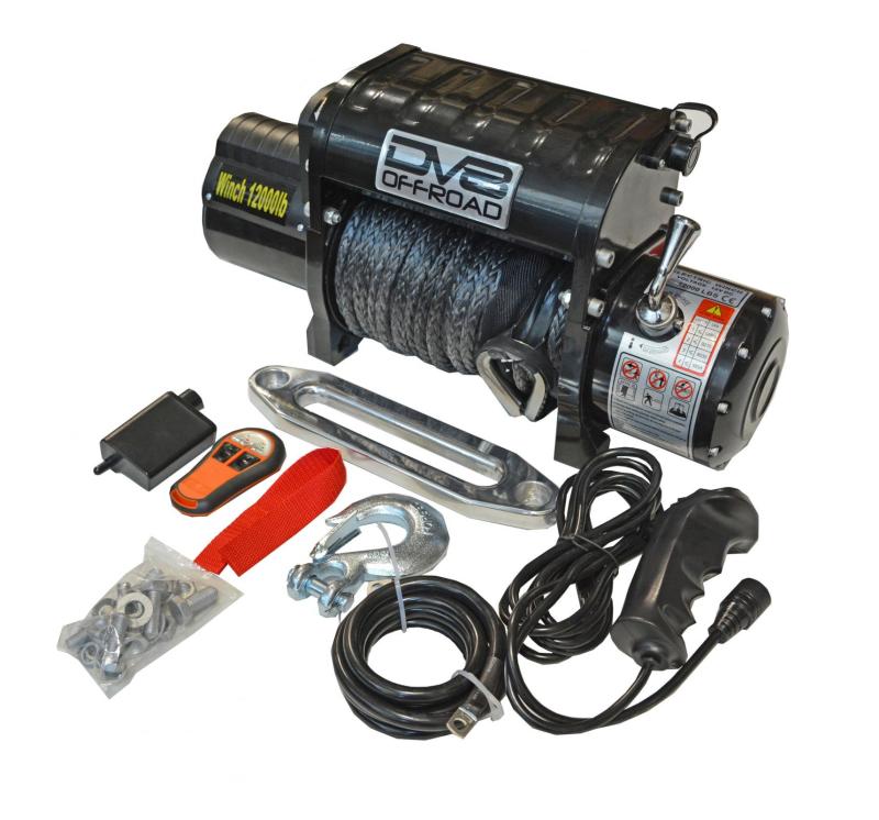 DV8 Offroad 12000 LB Winch w/ Synthetic Line & Wireless Remote - Black WB12SR WB12SR Photo - Close Up