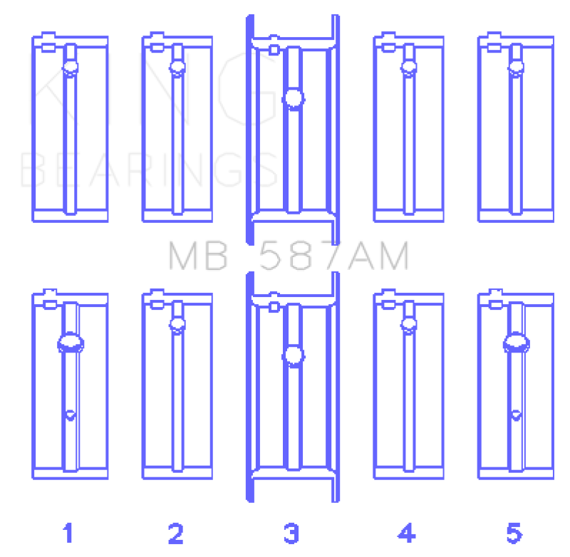 King Engine Bearings King NISSAN L20B, Z20, Z22, Z24 (Size STD) Crankshaft Main Bearing Set MB587AM MB587AM Photo - Primary