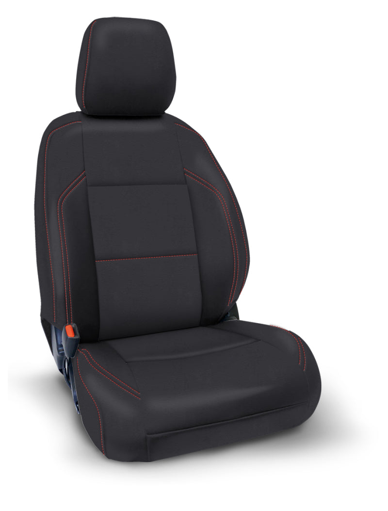 PRP Seats PRP 2016+ Toyota Tacoma Front Seat Covers with Elecltric Seat Adj. (Pair) - Black with Red Stitching B057-01 B057-01 Photo - Primary