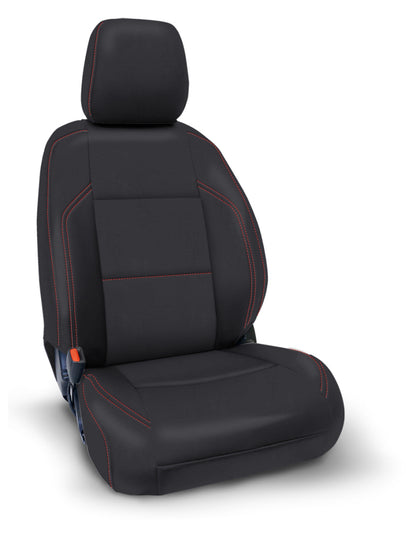 PRP Seats PRP 2016+ Toyota Tacoma Front Seat Covers with Elecltric Seat Adj. (Pair) - Black with Red Stitching B057-01 B057-01 Photo - Primary