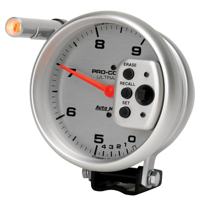 Autometer Gauge, Tach, 5" 9k Rpm Pedestal w/Quick Lite, Dual Range w/Peak Memory 6854 User 2