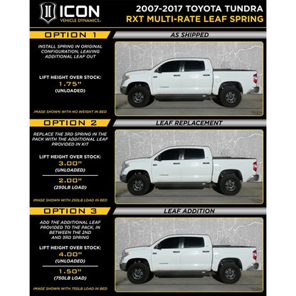 ICON 2007+ Toyota Tundra Multi Rate RXT Leaf Pack w/Add In Leaf 158509 158509 Product Brochure - a specific brochure describing a Product