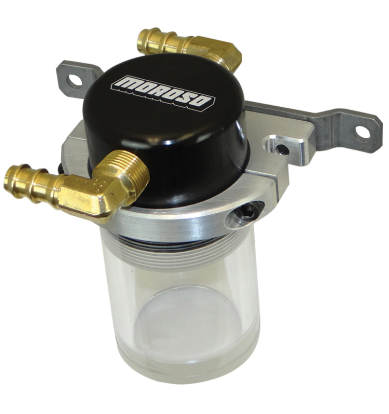 Moroso Universal Air/Oil Separator Catch Can - Small Body w/o Drain - Billet Alum - Blk/Clear Bottom 85683 85683 Photo - Primary