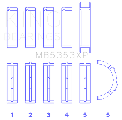 King Engine Bearings King Ford 281 4.6L SOHC 16V (Size STDX) Performance Main Bearing Set (Set of 5) MB5353XPSTDX MB5353XPSTDX Photo - Primary