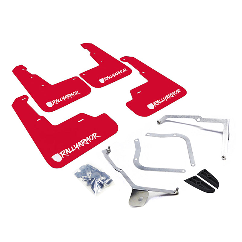 Rally Armor 15+ Subaru WRX & STi Sedan Only UR Red Mud Flap w/ White Logo and Altered Font MF32-UR-RD/WH-X MF32-UR-RD/WH-X Photo - Primary