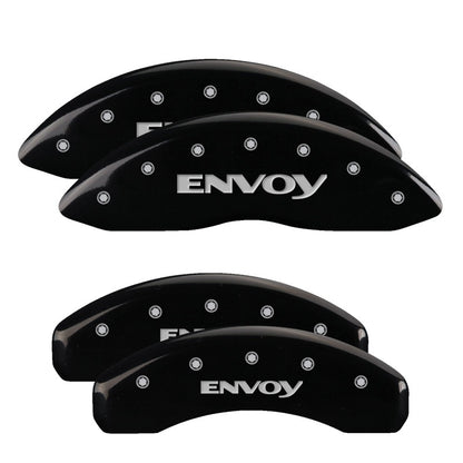 MGP 4 Caliper Covers Engraved Front & Rear Envoy Black finish silver ch 34004SEVYBK 34004SEVYBK Photo - Primary