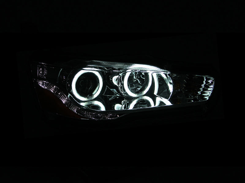 Anzo 2008-2015 Mitsubishi Lancer Projector Headlights w/ Halo Chrome (CCFL) 121427 Photo - Mounted