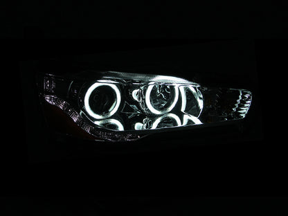 Anzo 2008-2015 Mitsubishi Lancer Projector Headlights w/ Halo Chrome (CCFL) 121427 Photo - Mounted