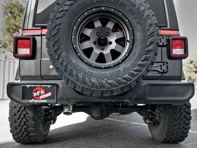 aFe MACH Force-Xp 2.5in Catback High-Tuck Exhaust 18-21 Jeep Wrangler (JL)3.6L 4-Door - Polished Tip 49-48065-1P 49-48065-1P Photo - Mounted
