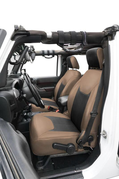 PRP Seats PRP 13-18 Jeep Wrangler JK Front Seat Covers/2 door or 4 door (Pair) - Black/Tan B022-04 B022-04 Photo - Close Up