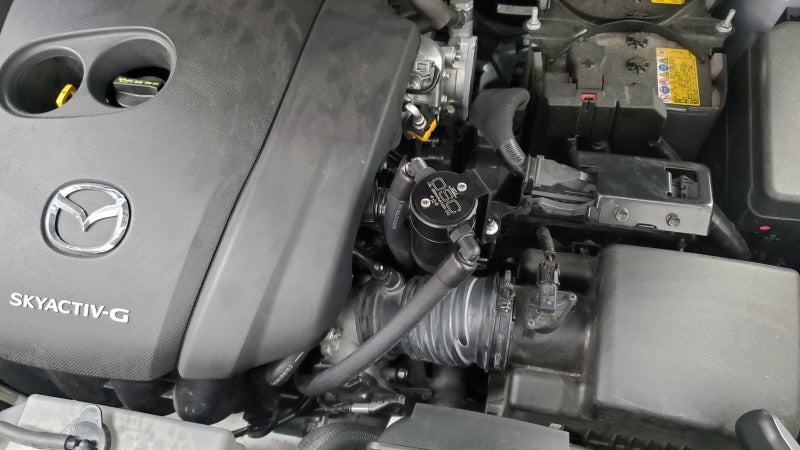 J&L 14-22 Mazda CX5 2.5L Non-turbo Driver Side 3.0 Oil Separator Kit - Black Anodized 3111D-B 3111D-B Photo - Close Up