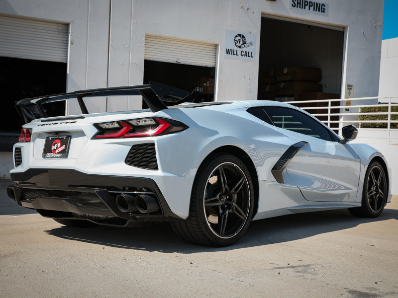 AFe MACH Force-Xp 304 Stainless Steel Cat-Back Exhaust Black 2020 Chevrolet Corvette C8 49-34124NM-B 49-34124NM-B Photo - Mounted