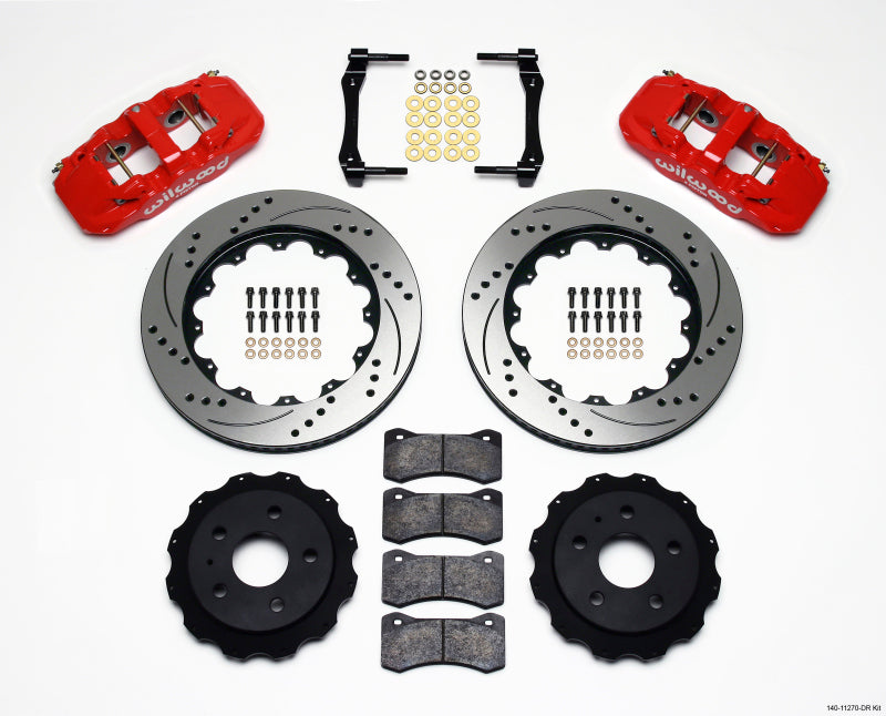 Wilwood AERO4 Rear Kit 14.25in Drilled Red 2010-2015 Camaro 140-11270-DR 140-11270-DR Photo - Primary