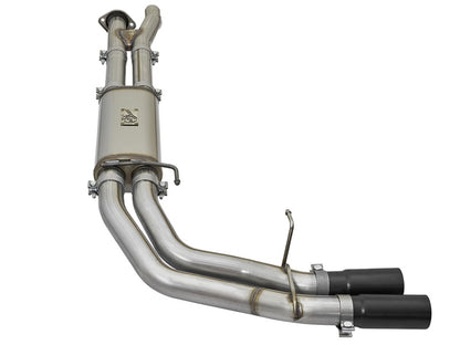 aFe Rebel Series 3in Cat-Back Exhaust System w/ Dual Mid-Side Exit - Black 49-43091-B Photo - Unmounted