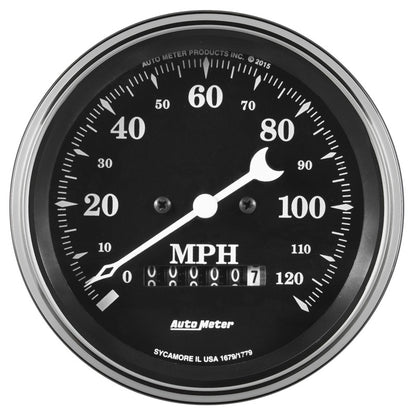 Autometer Gauge,Speedo., 3 3/8", 120mph, Elec. Prog. w/ Wheel Odo, Old Tyme 1779 Photo - Primary