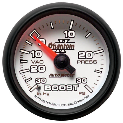Autometer 2-1/16" Boost/Vacuum, 30 In Hg/30 Psi, Mechanical, Phantom II 7503 User 2