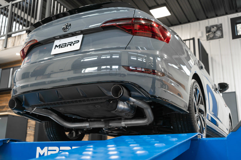 MBRP 19-21 VW Jetta GLI T304 SS 3in Cat-Back Dual Split Rear Exit Exhaust - Carbon Fiber Tips S46083CF S46083CF Photo - out of package