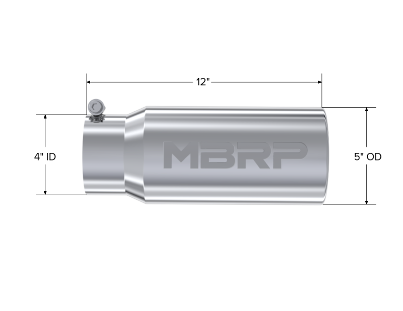 MBRP Universal Tip 5 O.D. Rolled Straight 4 inlet 12 length T5050 Photo - Close Up