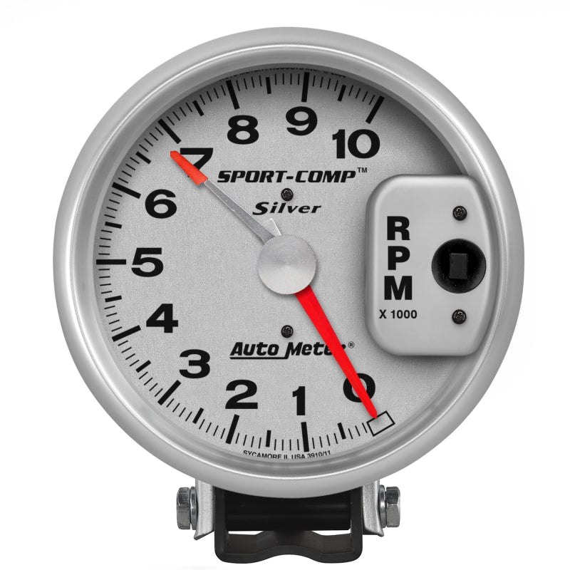 Autometer Gauge, Tachometer, 5", 10K RPM, Pedestal w/ Red Line, Ultra-Lite 3910 Photo - Primary