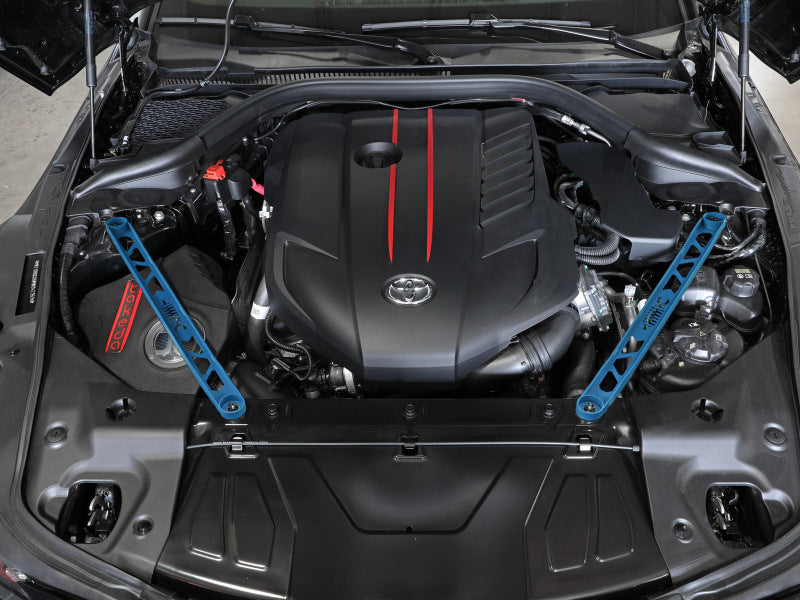 aFe CONTROL 304 Stainless Steel Front Suspension Strut Brace Blue - Toyota GR Supra (A90) 20-21 450-721003-L 450-721003-L Photo - Mounted