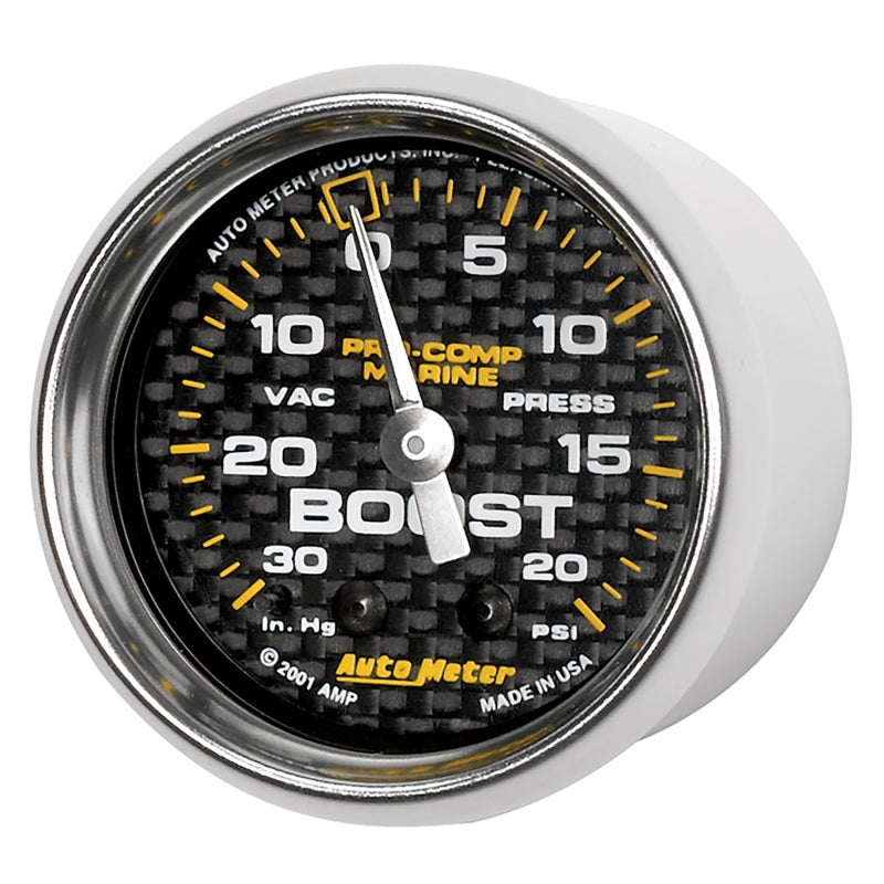 Autometer 2-1/16" Vacuum/Boost, 30 In Hg/20 Psi, Mechanical, Marine Carbon Fiber 200774-40 User 2