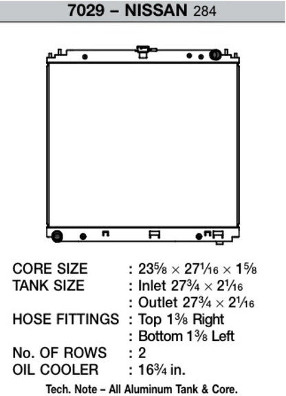 CSF 05-10 Nissan Frontier 05-10 Nissan Pathfinder 05-10 Nissan Xterra 7029 Technical Drawing