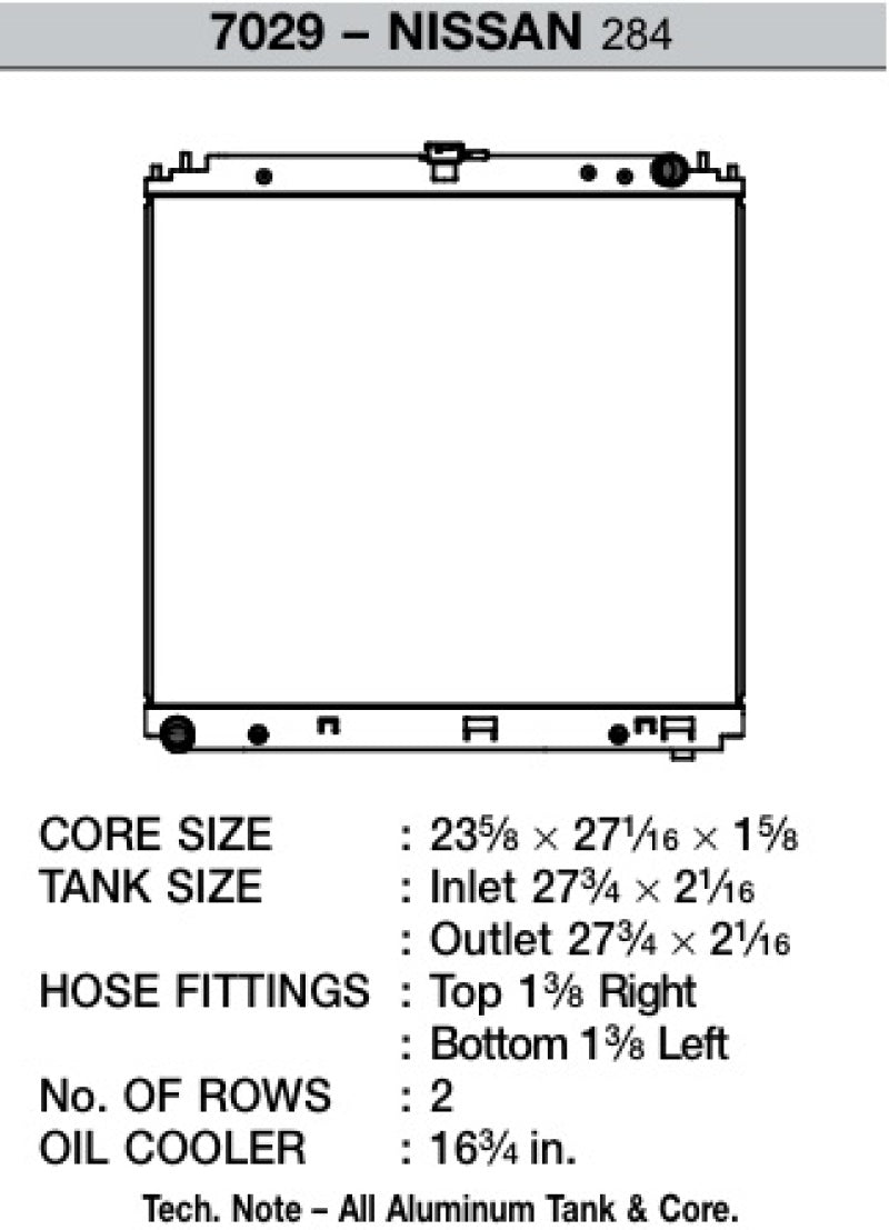 CSF 05-10 Nissan Frontier 05-10 Nissan Pathfinder 05-10 Nissan Xterra 7029 Technical Drawing