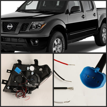 Spyder Nissan Frontier 05-08 Projector Headlights LED Halo LED Blk PRO-YD-NF05-HL-BK 5011527 5011527 Photo - Mounted