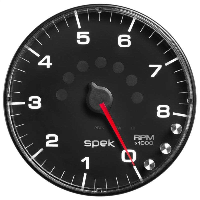 Autometer Gauge, Tachometer, 5", 8k Rpm, w/Shift Light & Peak Mem, Black/Black P238328 User 1