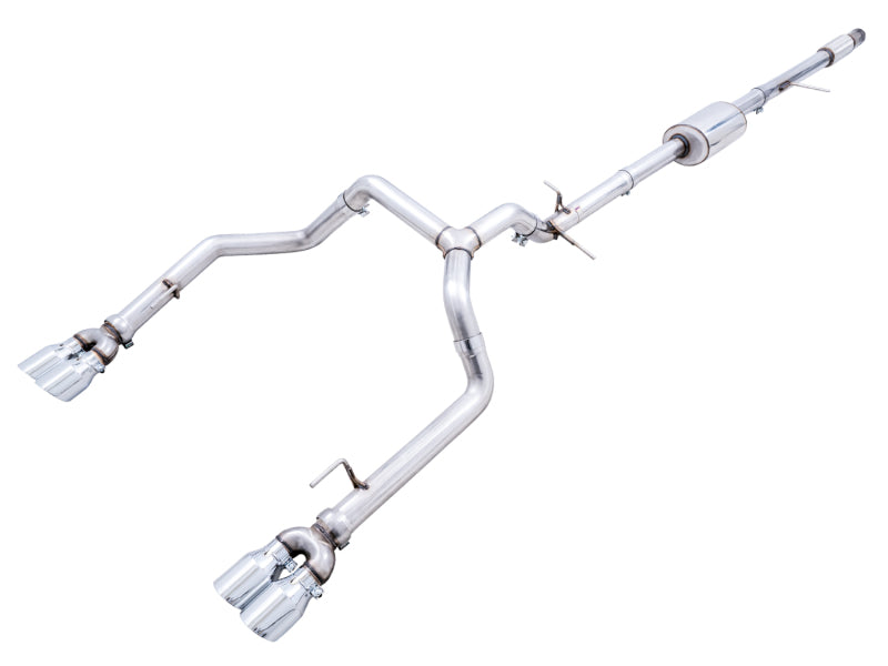 AWE Tuning 4th Gen GM 1500 5.3L 0FG Catback Split Rear Exit (w/ Bumper Cutouts) - Quad Chrome Tips 3015-42201 3015-42201 Photo - Primary