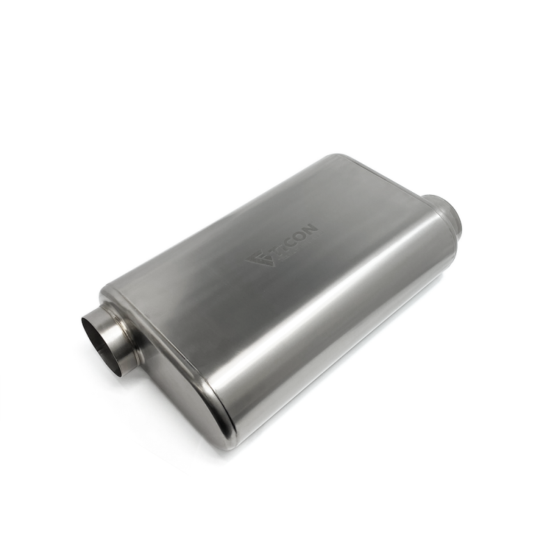 Ticon Industries 17in Overall Length 3in Thin Oval Titanium Muffler - 3in Offset In/Offset Out 116-07623-0230