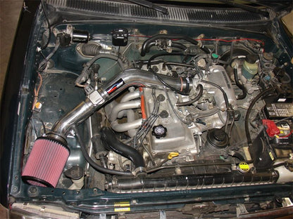 Injen Wrinkle Black Power-Flow Air Intake 97-99 Tacoma 2.4L 4 Cyl Only PF2010WB Photo - Mounted