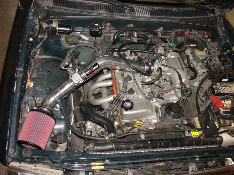Injen Wrinkle Black Power-Flow Air Intake 97-99 Tacoma 2.4L 4 Cyl Only PF2010WB Photo - Mounted