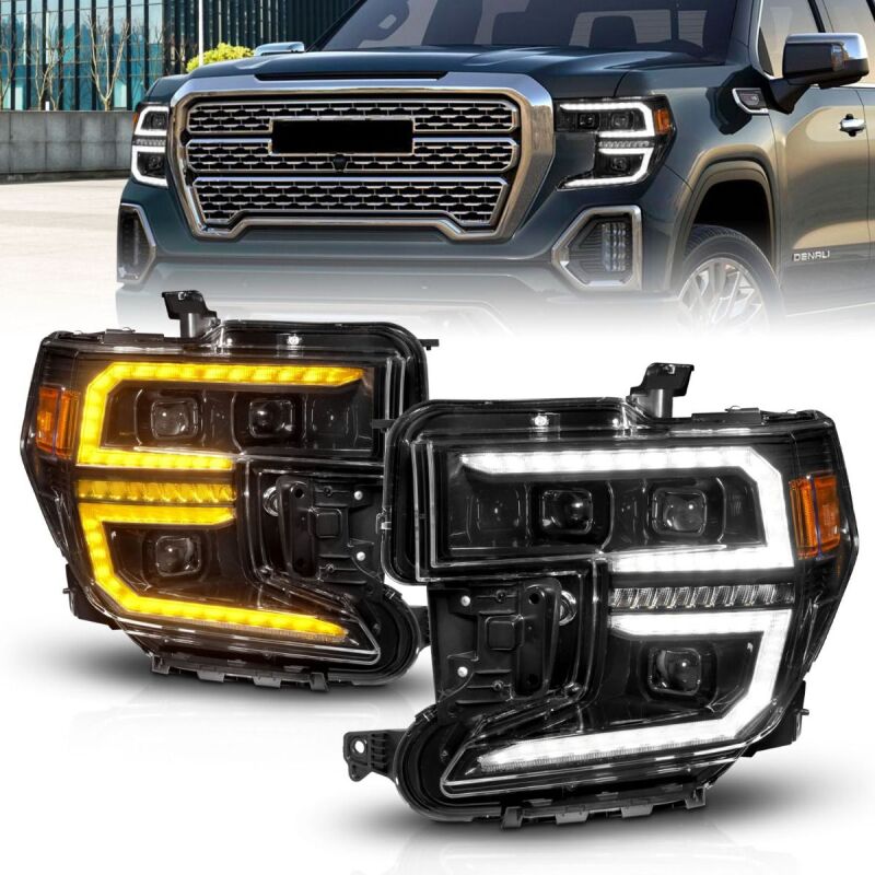 ANZO 19-21 GMC Sierra 1500 LED Projector Headlight w/Switchback+Sequential - Black 111600 111600 Photo - Primary