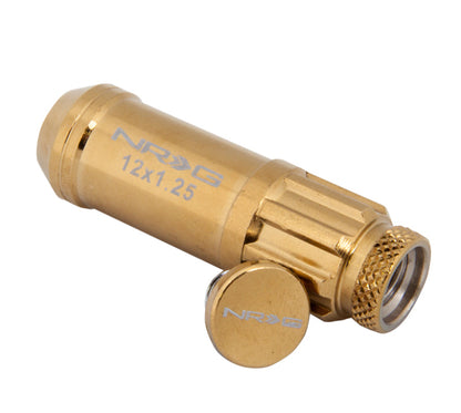 NRG M12 x 1.25 Steal Lug Nut w/ dust cap cover Set 21 pc Chrome Gold LN-LS710CG-21 Photo - Primary
