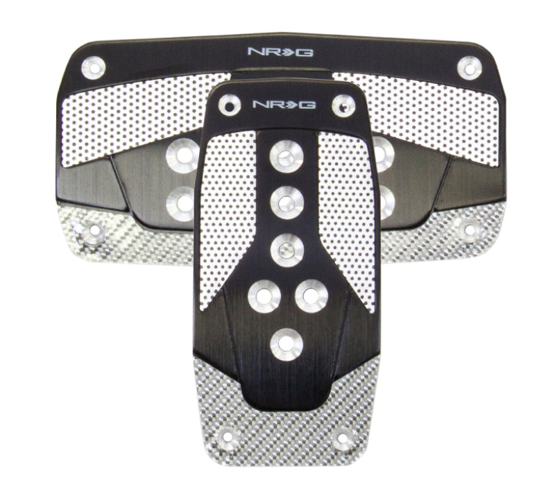 NRG Aluminum Sport Pedal Black w/ Silver Carbon AT PDL-450BK Photo - Primary